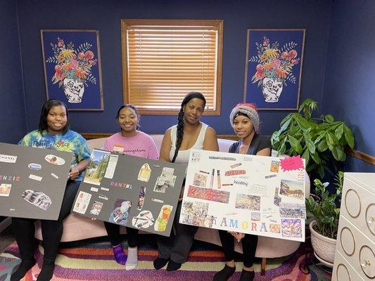 Self Care Saturdaze our older girls 15-17 enjoyed making  vision boards.