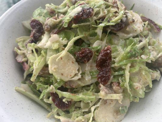 Brussels sprout slaw w cherries and pecans