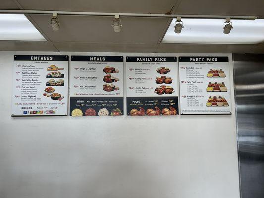 Updated menu prices 2/25/24