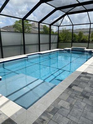 Screen enclosure over the pool