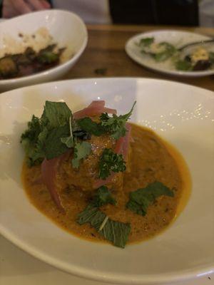 Lamb with curry.   Great sauce.  Loved dipping my wagu fries