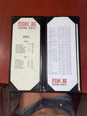 Beer and wine menu.