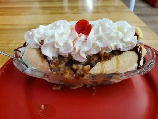 Customized Banana Split with their Wet Walnuts.