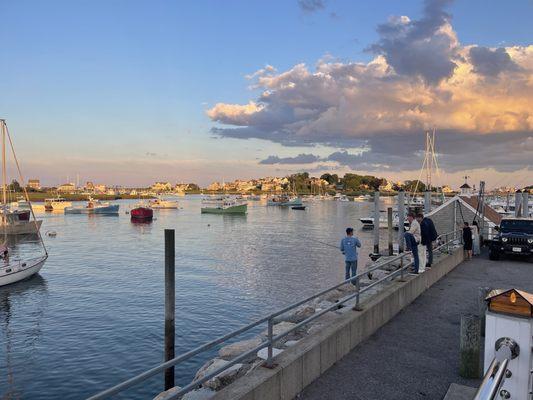 Fishing off the docks outside the patio