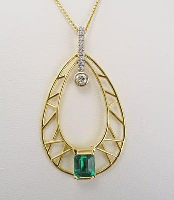 A Delicate Design by Gayle Camp with Emerald and Diamonds.