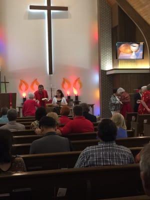 Communion on Pentecost Sunday with a combined (Korean Church) service.