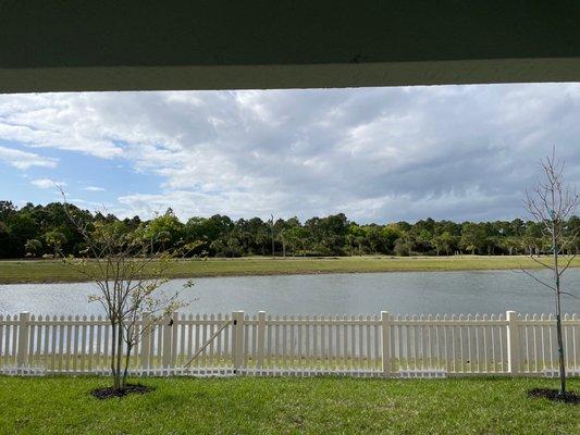 The white fence at the bottom is due to a lack of sod installed