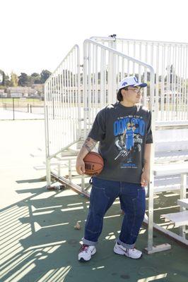 Model in Dame Lillard tshirt from the Hall of Game collection