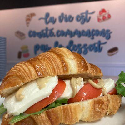 tomato mozza sandwich, on a croissant!