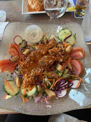 This was the Buffalo chicken on a salad.  Excellent.  And their onion rings were the best!  Something for everyone.