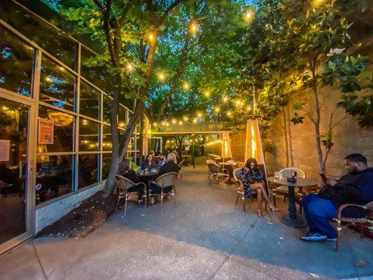 Front courtyard with seating for the jazz duo