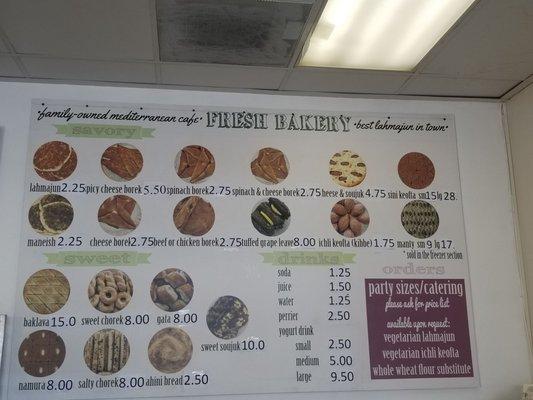 The Fresh Bakery menu