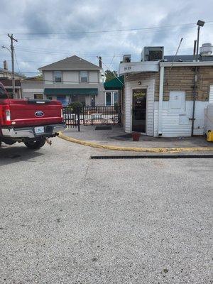 Entrance at back of building