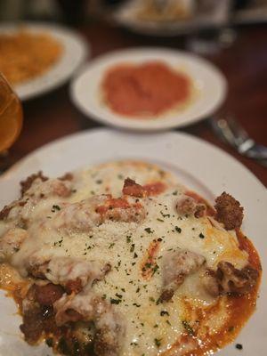 Shrimp Parmesean with spaghetti on the side