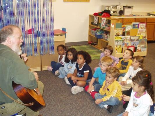 We have a special music teacher who comes in to teach every week. He plays drums, horns, guitar and much more!...