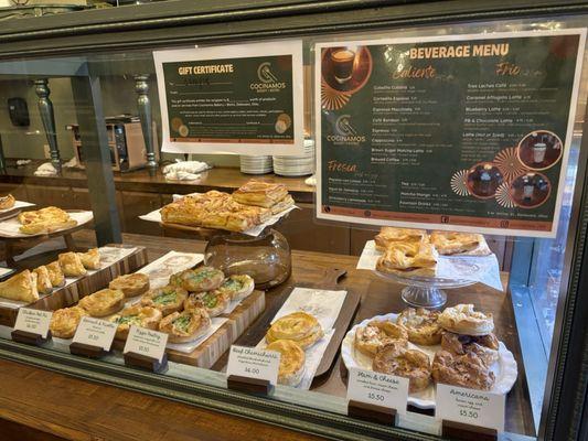 Menu and pastries