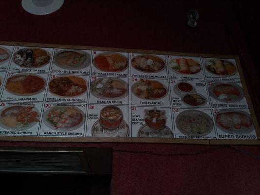 No menu only picture's of the combo's/plate's with No Price listed. Zoom in on it.