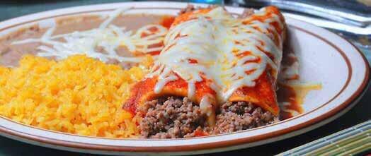 Combo #6 one burrito one enchilada , rice and beans so good