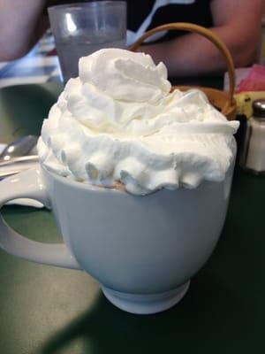 No small portions here - hot cocoa with whipped cream