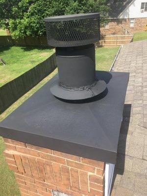 Termination cap:  Cap made for prefab chimneys.