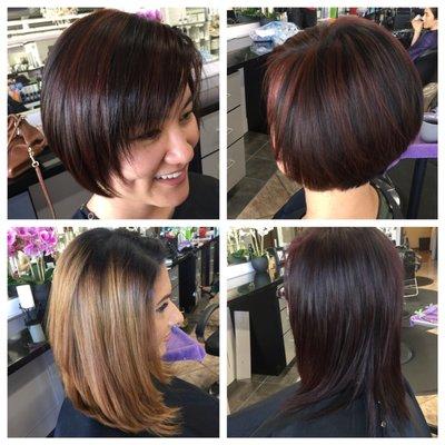 Color, highlights and hair cut