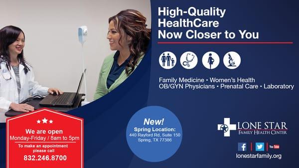 High Quality Affordable Health Care for You and Your Family
We accept most insurance, Medicaid, CHIP, and Medicare