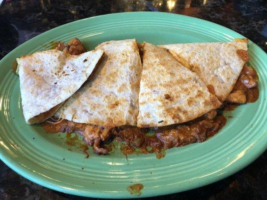 Spicy chicken quesadilla.