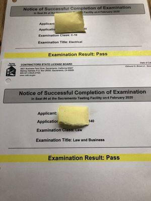 Exam results. First attemt