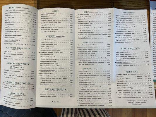 Updated menu