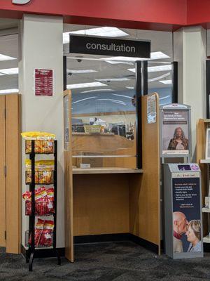 Consultation window at the pharmacy