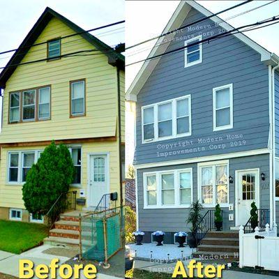 Exterior Painting project vinyl siding before and after