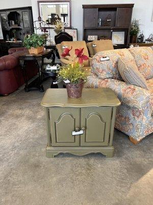 Sage green side table