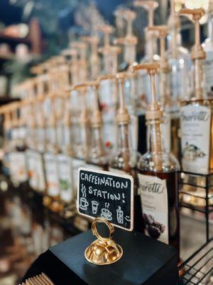 Coffee Bar Syrup Station with Homemade Syrups and infusions