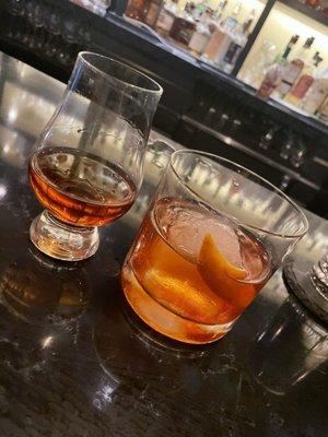 Peerless Bourbon Neat & Buffalo Trace Old Fashion