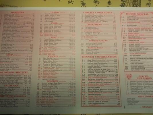 Menu back