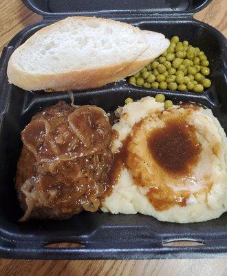 Daily Special - Hamburger Steak with Mashed Potatoes with Gravy and Peas