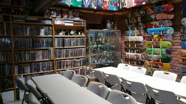 Newly expanded back room.   Card tournaments are now held here and frees up the main area of the store.