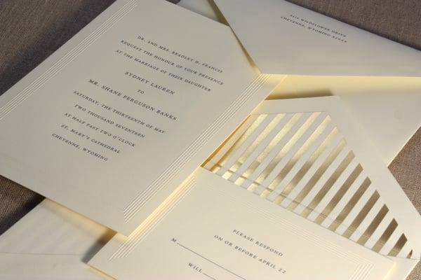 Beautiful invitations by Crane and Co. Our stationery department can help you create invitations to coordinate with your wedding style.