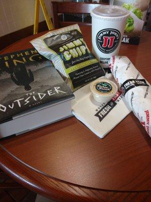 Italian unwich, chips and a drink with a good book!