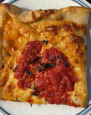 Grandma pizza, great sauce with a garlicky bite