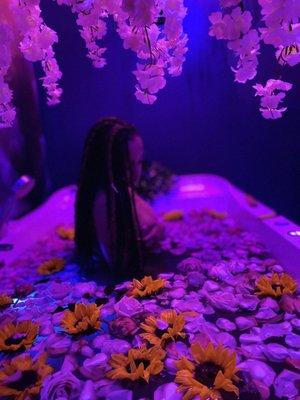 Book your Fresh flower & cannabis-Infused jacuzzi soak & massage today!