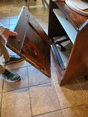 Broken cabinet door