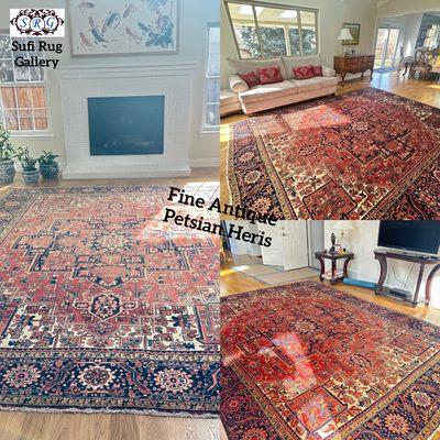 This is Fine Hand-made Antique Persian Heris Rug