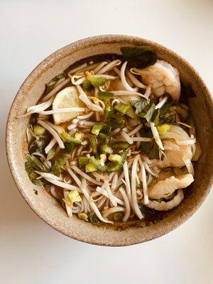 A perfect bowl of shrimp and fish Pho.