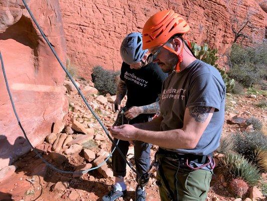 Cameron Apple and Steven randolph flying the AG flag at Red Rocks, Nevada.