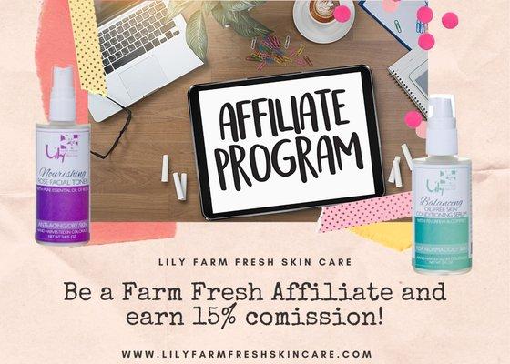 Love Lily Farm Fresh Skin Care? Want to earn some extra money? Sign up on our website to be a Farm Fresh Affiliate today!