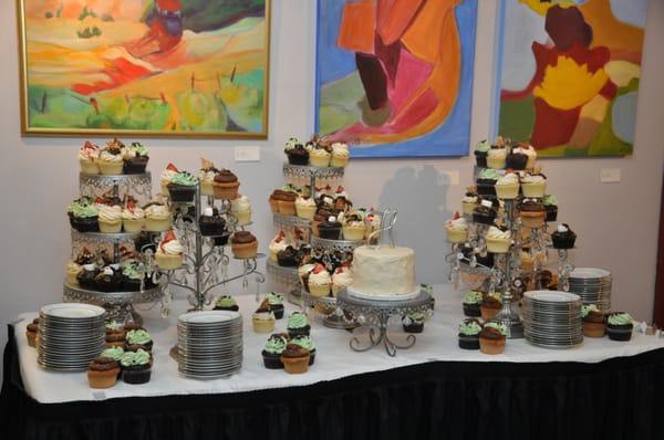 Art work behind our dessert table as well as the main tables added a unique touch to our reception.