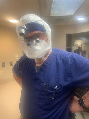 Dr. Alman ready for the next surgery!