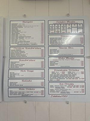 The menu