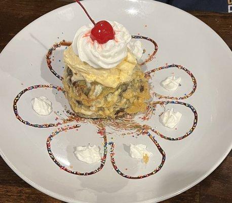 Fried chocolate lava cake with ice cream